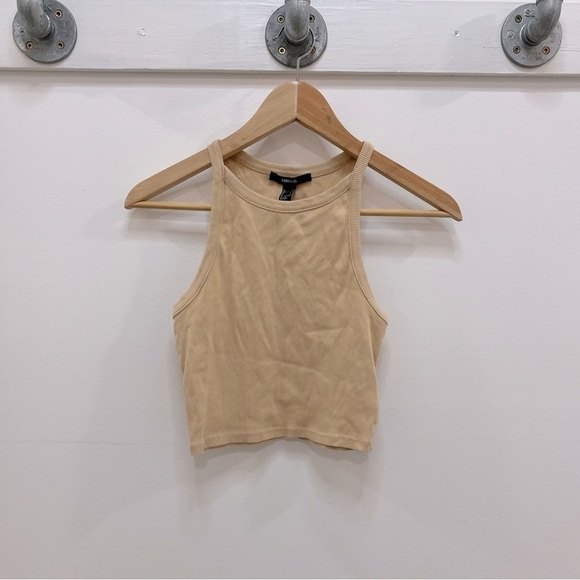 Racerback tan cropped tank top - Picture 1 of 6